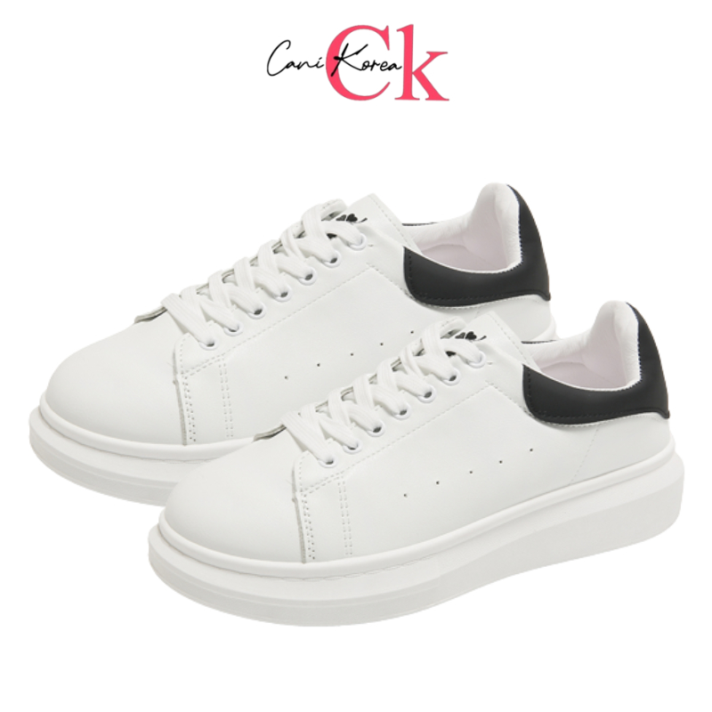 CaniKorea &quot;Free Box&quot; (Size 40-44) Sepatu Pria Sneakers Full White &amp; Full Black Casual Fashion Import 8101