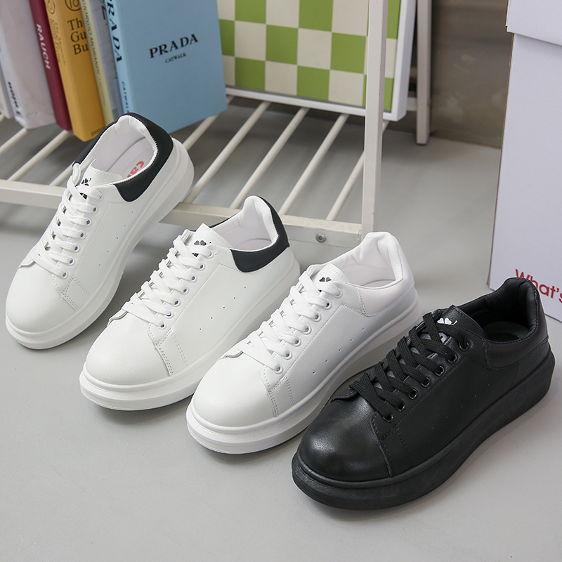 CaniKorea &quot;Free Box&quot; (Size 40-44) Sepatu Pria Sneakers Full White &amp; Full Black Casual Fashion Import 8101