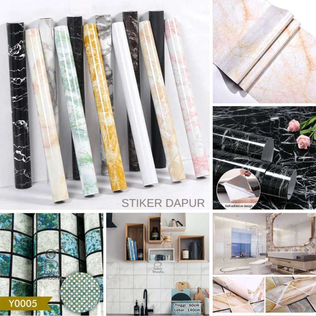 Sticker Meja Kayu Kitchen Set Dinding Dapur Putih Gloss Glossy