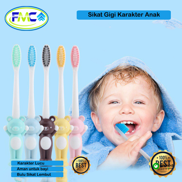 Sikat Gigi Anak 4in1 Karakter Lucu Hewan Laki Perempuan Tooth Brush Pembersih Gosok Gigi