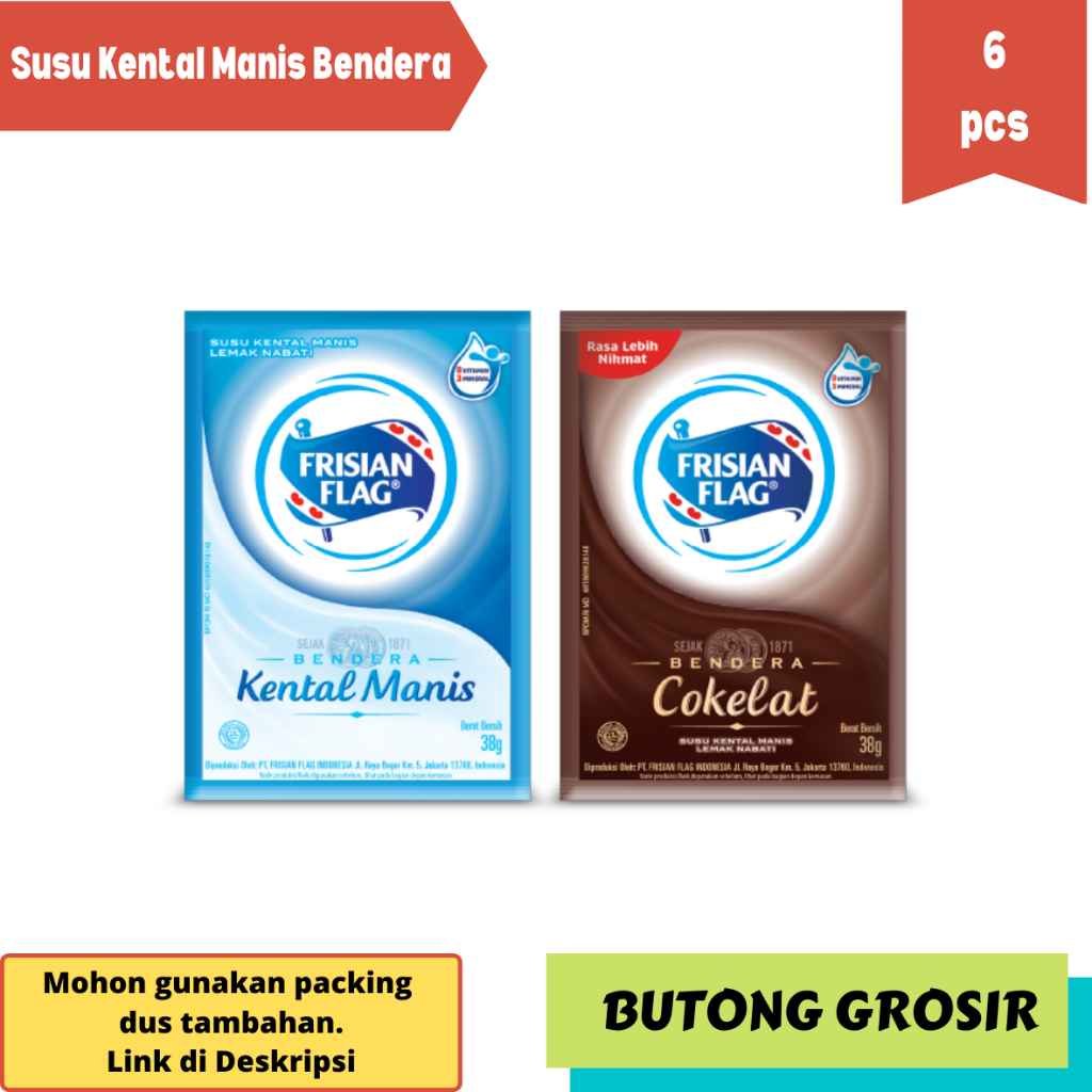 

Susu Kental Manis Bendera Sachet Putih / Coklat Isi 6pcs