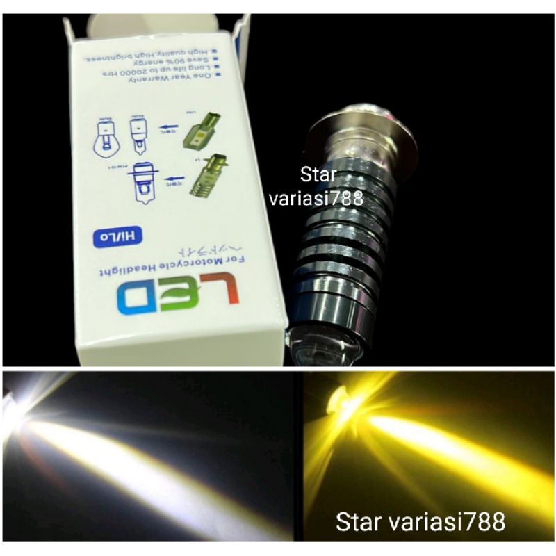 Lampu LED H6 laser Hi lo beam 2 warna putih kuning AC DC  motor bebek metic universal H6