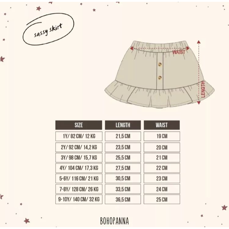 BOHOPANNA - SASSY SKIRT - Rok Anak Perempuan 5-10Tahun