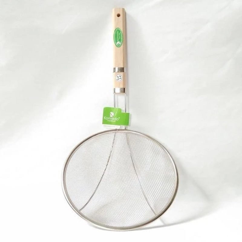 Saringan Penyaring Minyak Goreng Halus 18 20 22 Stainless Gagang Kayu / Serokan Minyak Azalea Komodo