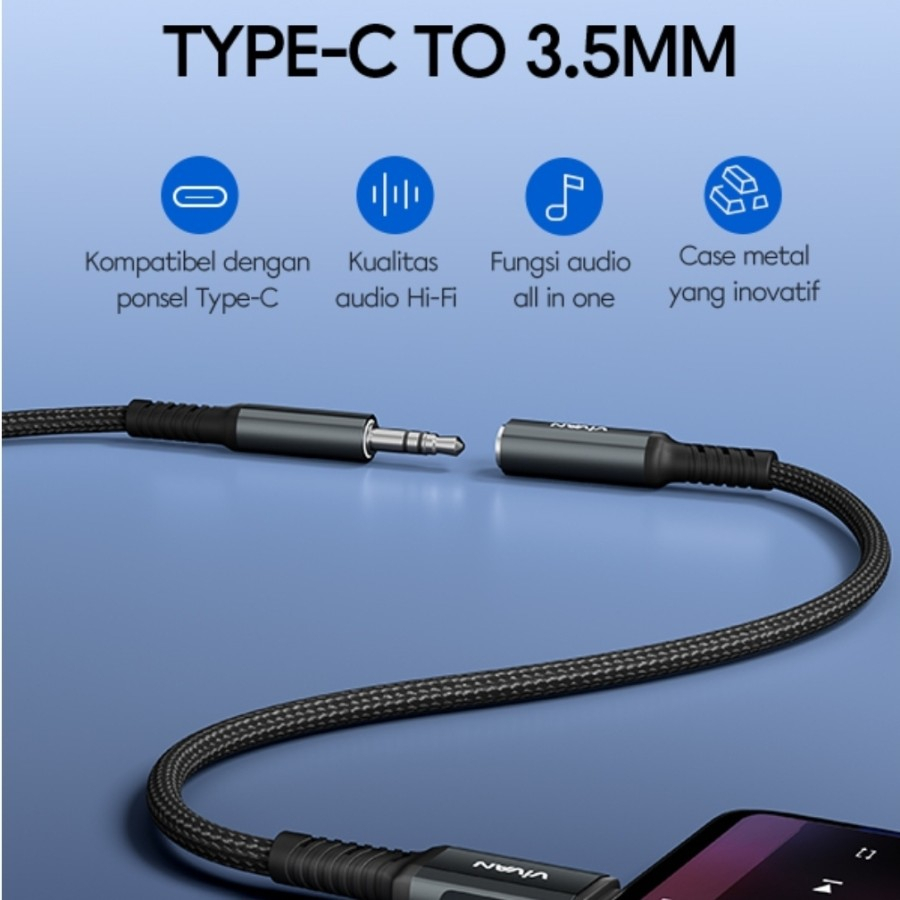 AUDIO ADAPTOR TYPE C KE JACK 3.5 MM ORI VIVAN VAC01