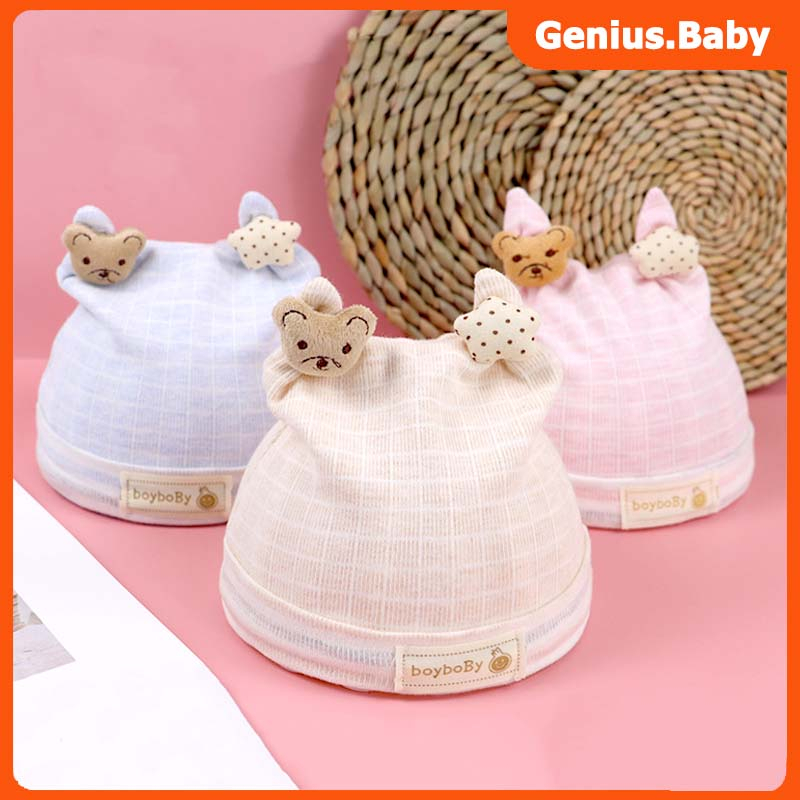 Topi Kupluk Bayi Katun Lembut Usia 0-6 Bulan