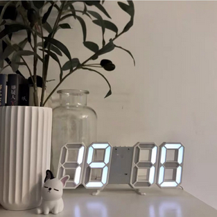 Jam Meja Dinding Digital 3D LED Clock Bentuk Angka Modern Minimalis