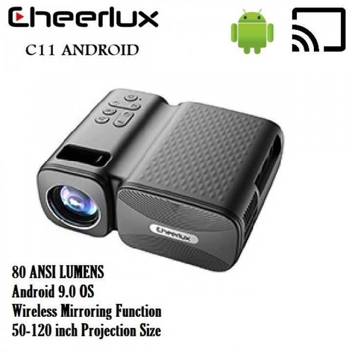 Proyektor Mini Cheerlux C11 Android Wifi 2000 Lumens Suport 1080P