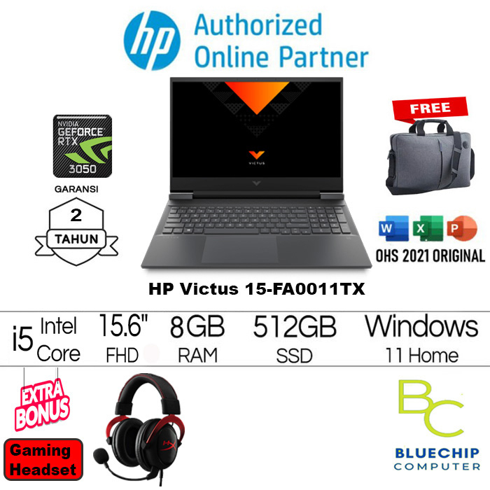 Laptop HP Victus 15-FA0011TX - i5-12500H 8GB 512GB RTX3050 15.6"FHD