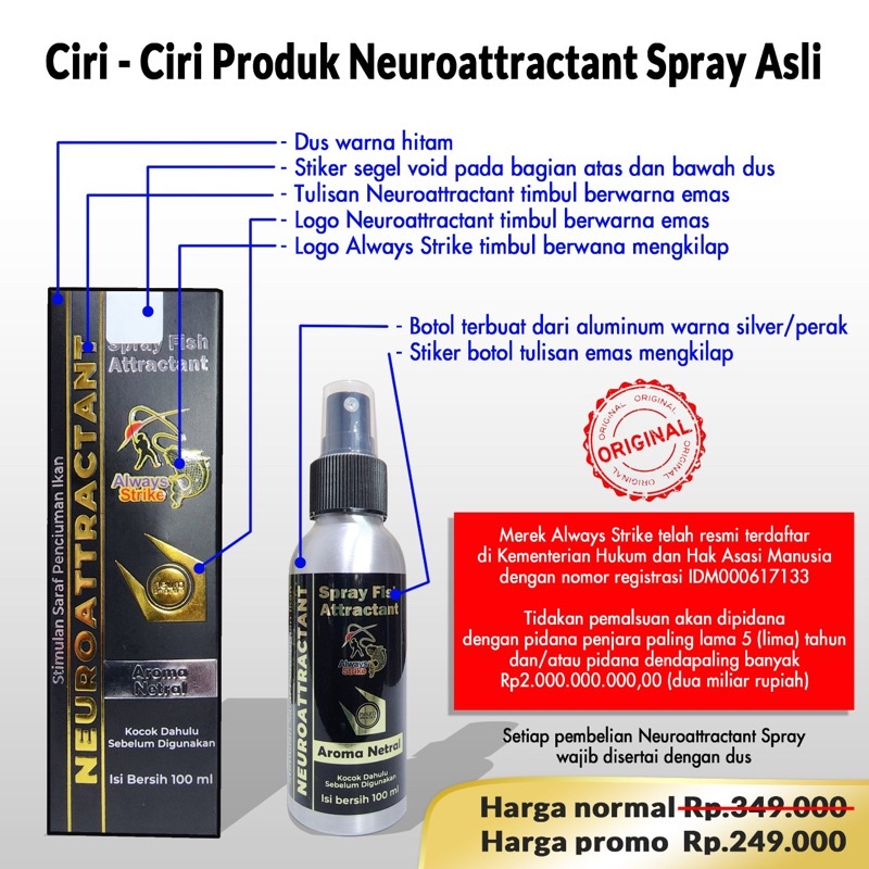 Neuroattractant Spray Fish Attractant Ikan Umpan Pancing Asli Original Semprot, Untuk Semua Jenis Ikan, Semua Jenis Media, Rawa, Laut, Kolam, Galatama, Galapung, Sungai DLL