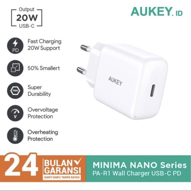 CHARGER AUKEY PD CHARGER FAST CHARING UCB-C ORIGINAL IPHONE