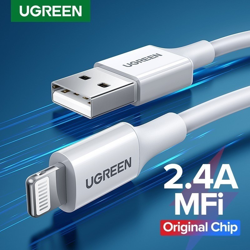 UGREEN Kabel Charger USB To Lightning Cable Data MFI Data Untuk Iphone 7 8 X XR 2.4a US155