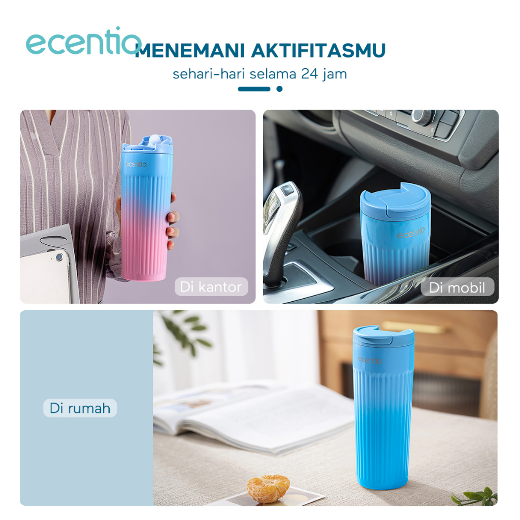 ecentio &amp; FOODI Tumbler Termos 304 Stainless steel Minum 500ml Anti Tumpah cold/Thermos botol minum cooling