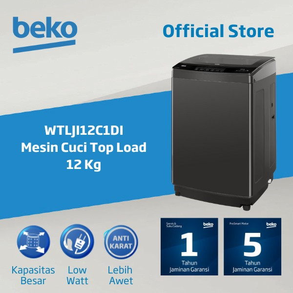 BEKO Washing Machine 12Kg Top Loading Soft Close WTLJI12C1DI