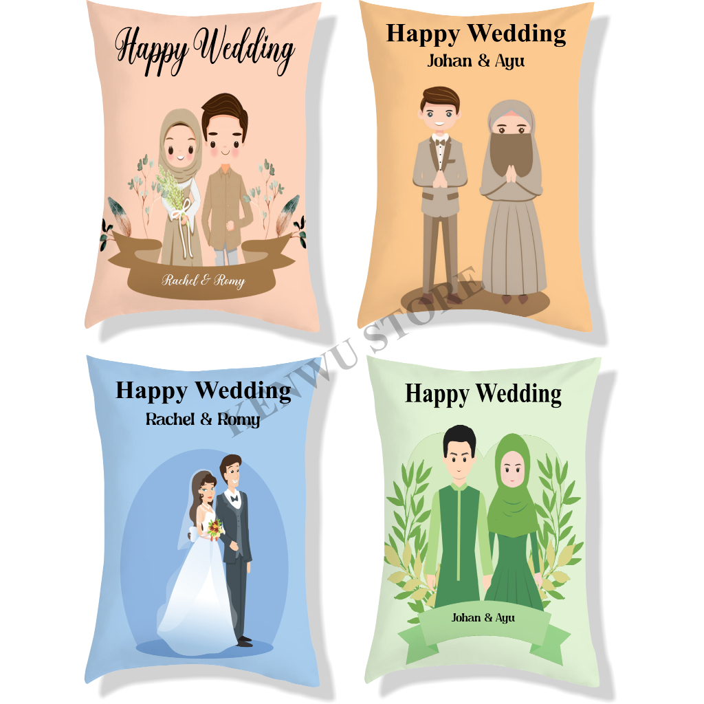 Bantal Wedding 30x40 cm Part 1 #WD 001-010 / Kado Wedding pernikahan / Souvenir NIkah