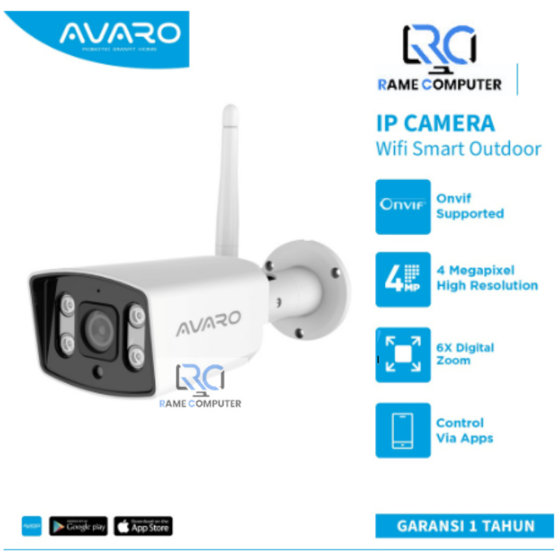 AVARO Smart WIFI IP Camera CCTV Outdoor 4MP Static Color Nightvision