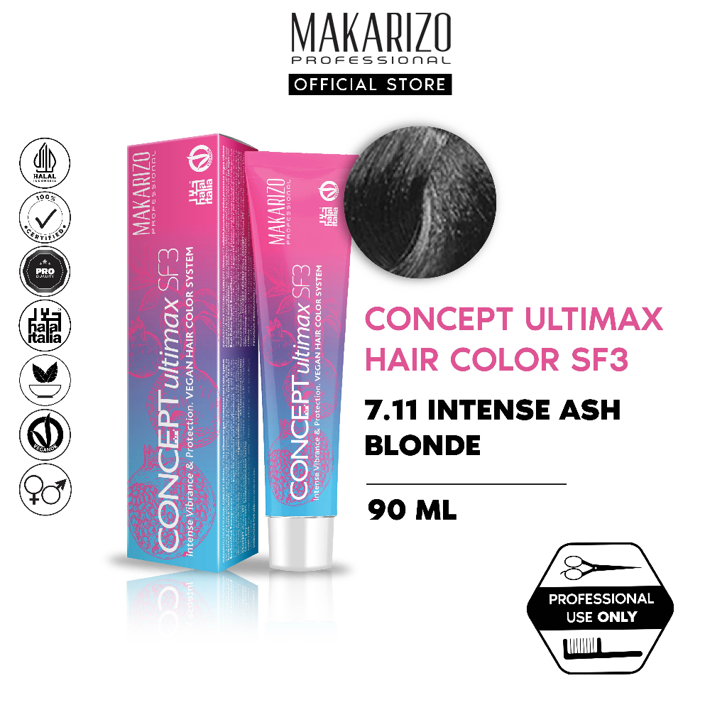 Makarizo Professional Concept Ultimax Hair Color SF3 7.11 Intense Ash Blonde 90 mL