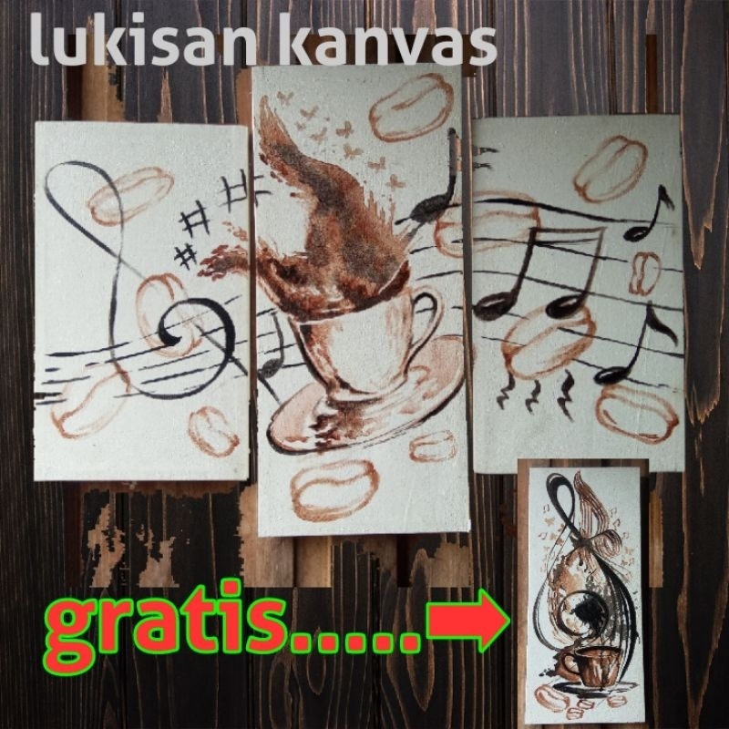 LUKISAN KOPI-Lukisan kanvas-lukisan minimalis-hiasan dinding-lukisan kedai-dekorasi ruangan-bingkai 