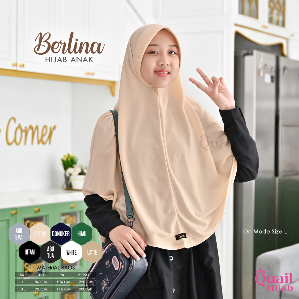 BERLINA ANAK Hijab anak remaja SMP/SMA by Quail Hijab Ori Murah
