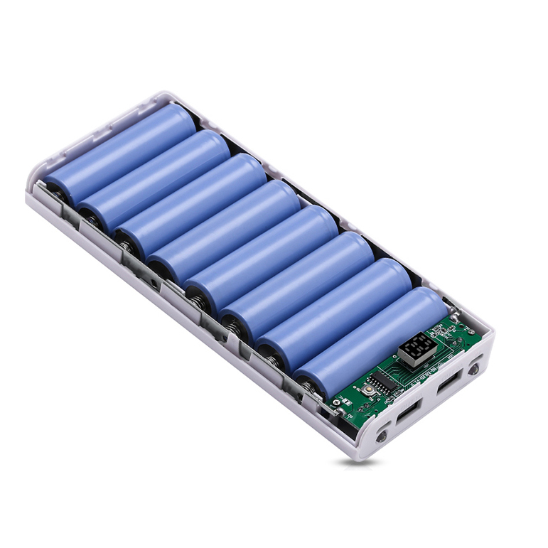DIY Power Bank Baterai 18650 Case 8x18650 2 Port LED Display