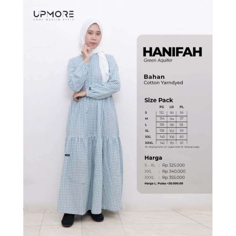 Gamis Premium Hanifah Prescope by Upmore|Gamis Kotak-Kotak|Gamis Busui|Gamis Branded|Gamis Jumbo 3XL