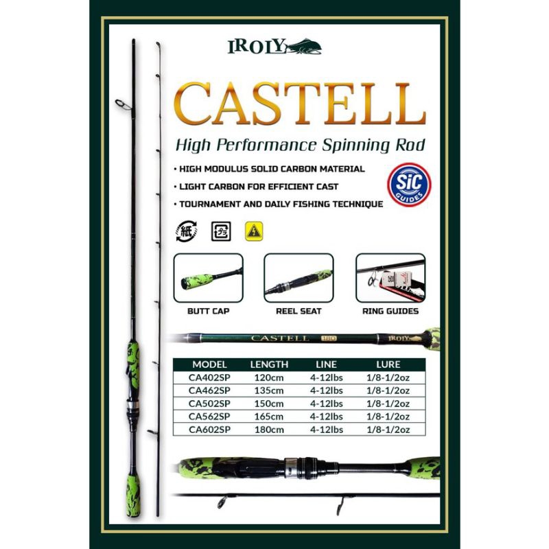 Joran Iroly Castell Japan Style Army Carbon Solid 4-12 Lb Spinning Semi UL