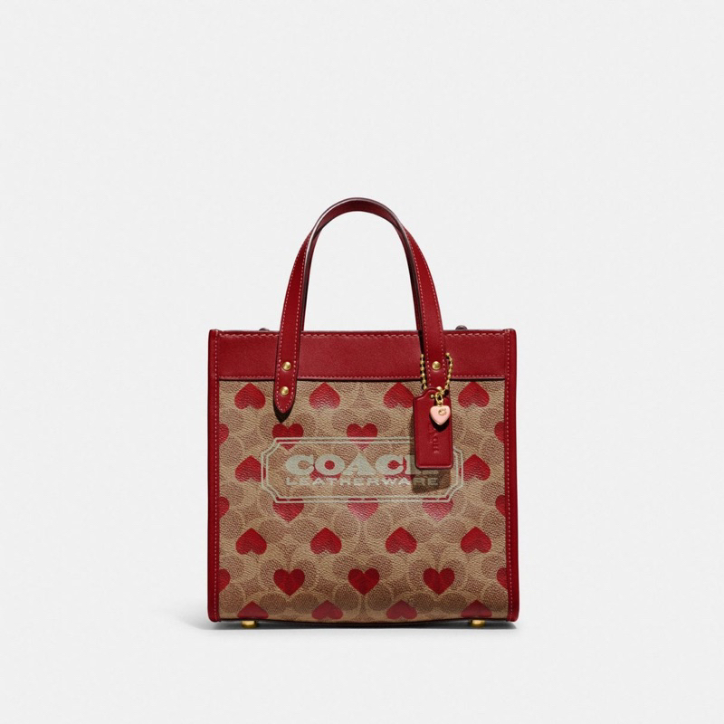 BARU AUTHENTIC 100% COACH FIELD TOTE 22cm WITH HEART PRINT BAHAN KULIT SAPI ASLI