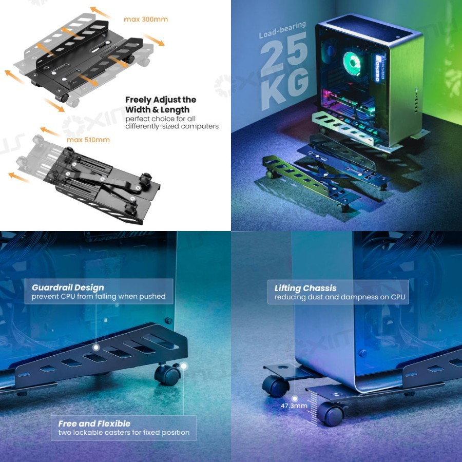 OXIMUS C24 Rak CPU Tray CPU Tempat CPU tatakan Adjustable Width CPU