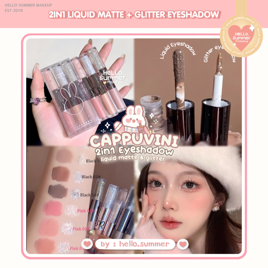 CAPPUVINI Bunny Liquid Matte &amp; Glitter Eyeshadow 2in1 Korean Eye Makeup 2.2gr