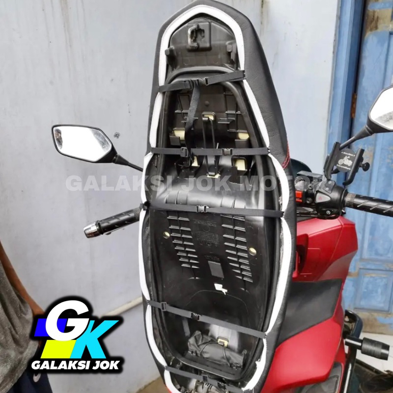 HJK Cover Kulit Jok Motor / Sarung Jok Motor Model Piramid Tanpa Staples Pakai Karet Nmax, Aerox,