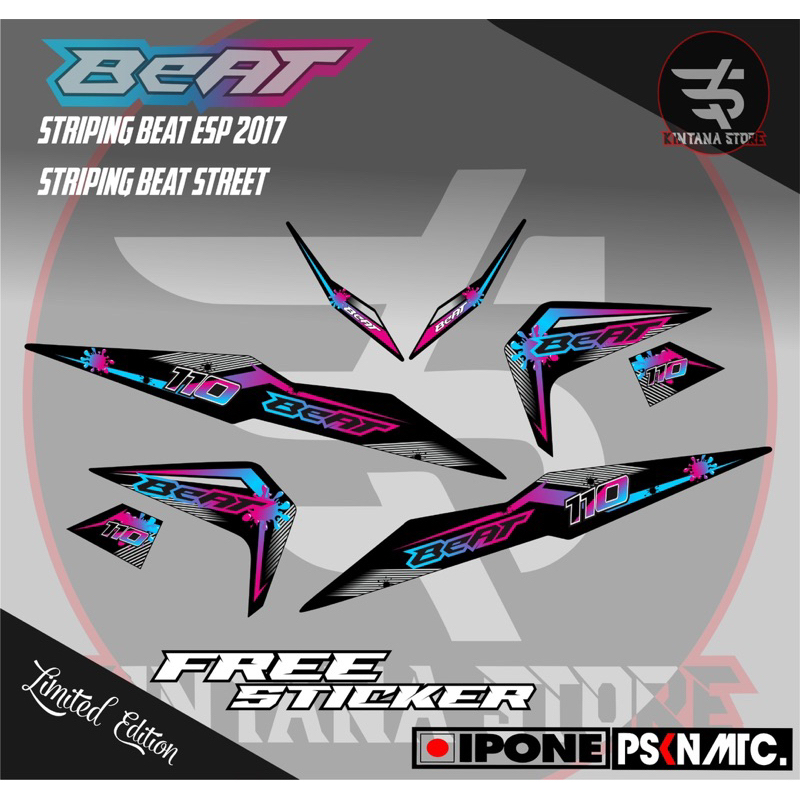 striping beat street motif cr*t stiker variasi honda beat esp rainbow