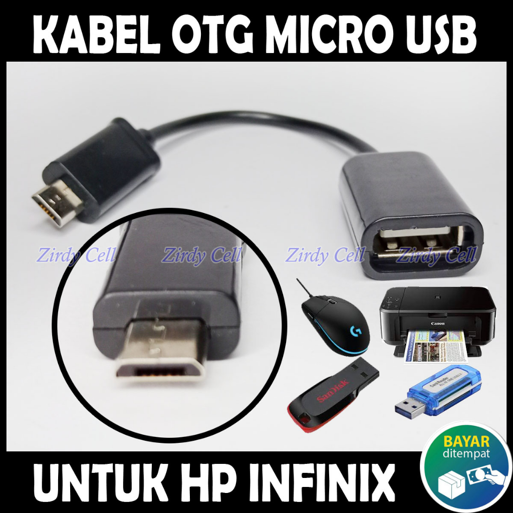Kabel OTG Micro USB Colokan Flashdisk Buat HP INFINIX SMART 7 6 5 4 3 HD NFC PLUS HOT 12I 11 10 9 8 7 PLAY Sambungan Kabel Mouse Keyboard Printer Card Reader Ke Handphone Ponsel