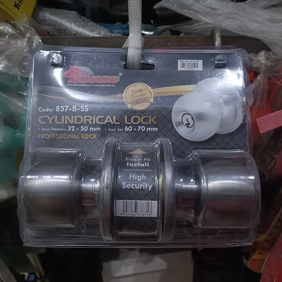 BOSSINI Kunci Gagang Pintu Bulat Stainless Steel Kamar Mandi Tidur