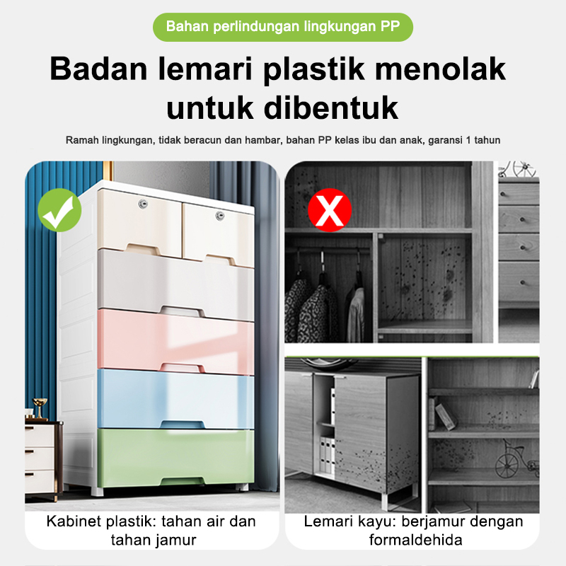 Weyon Sakura 48CM Lemari Bayi Plastik Loker Plastik Lemari Plastik Lemari Pakaian Laci Plastik Kabinet Drawer Storage Cabinet Gandakan daya dukung