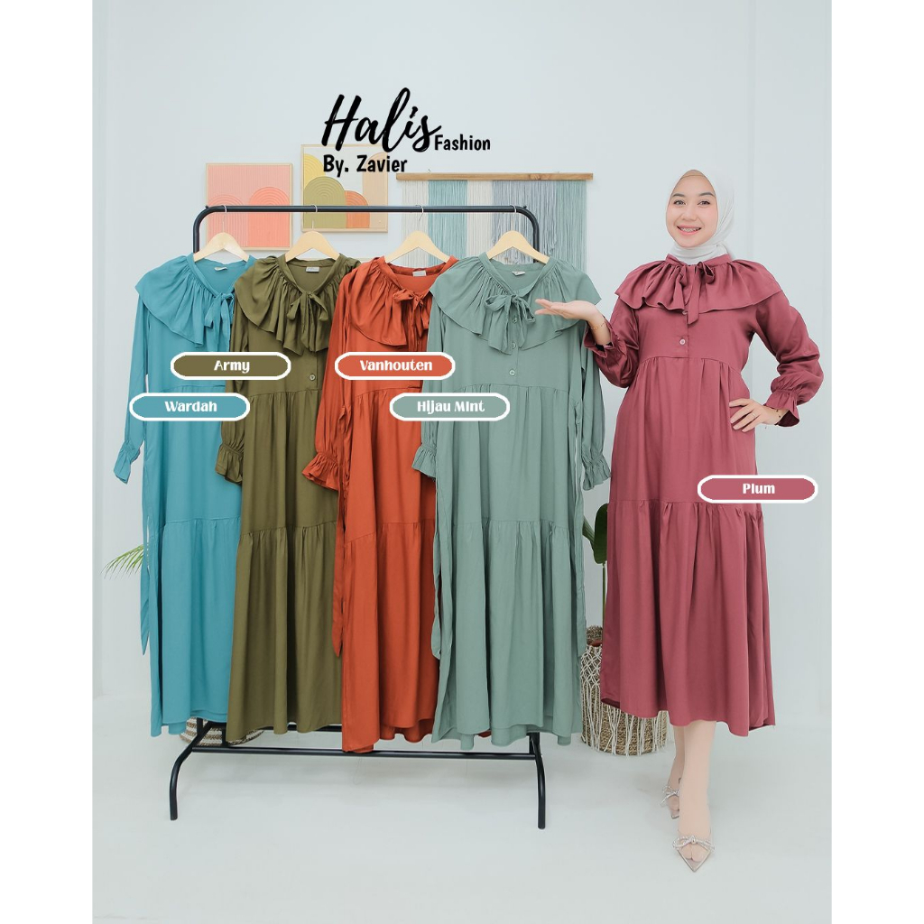 MIDI dress katun twill halis fashion syari cotton adem terbaru