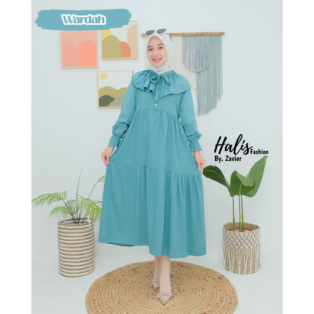 MIDI dress katun twill halis fashion syari cotton adem terbaru