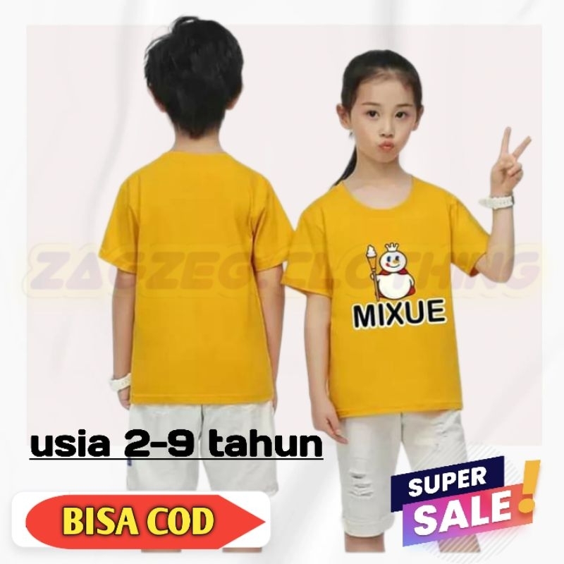 Promo Murah Kaos Anak Unisex Cowok Cewek Lengan Pendek MIXUE Digital Sablon Baju Kaos Anak Laki Laki Atasan Tshirt Anak Usia Umur 2 3 4 5 6 7 8 9 Tahun Zagzeg Clothing