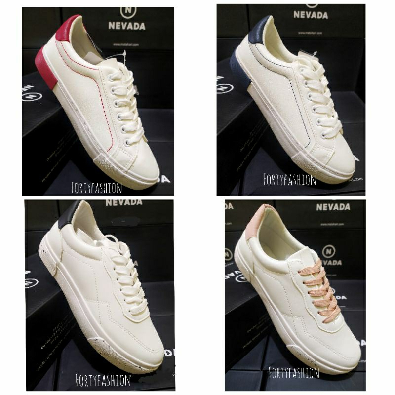 NEVADA Sepatu Sneakers Tali Putih Sport Branded  matahari original Maroon Navy Hitam