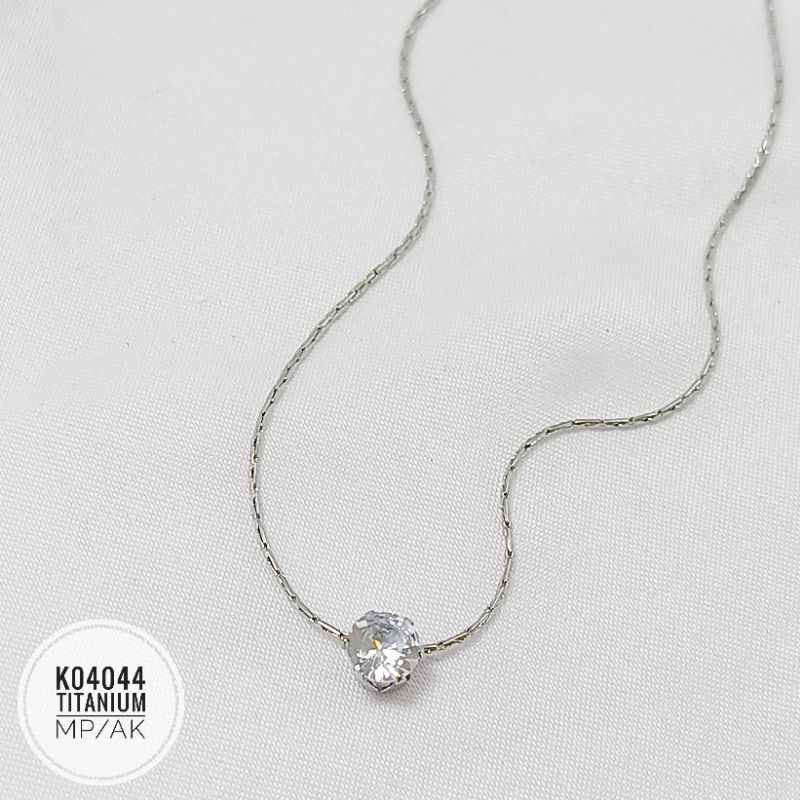 Kalung Titanium Rantai Cobra Tipis Mata Zircon 5mm K04044