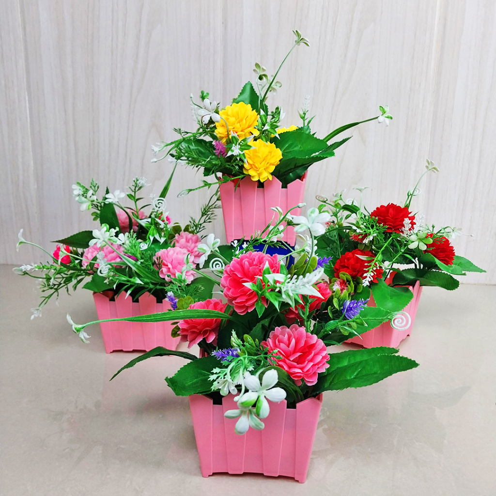 Satu7an PBP17 - PBP20 Tanaman Hias Plastik Pot Bunga Mini Artificial Flowers &amp; Plants