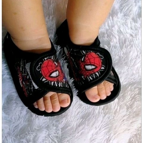 Sendal sepatu bayi prewalker motif Spiderman usia 0-12 Bulan