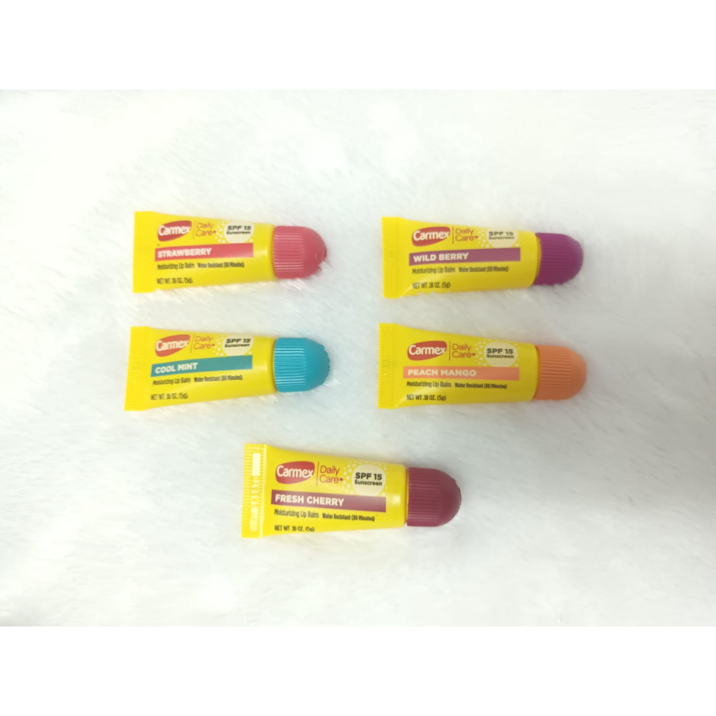 Carmex Classic Daily Care Moisturizing Lip Balm Stick Medicated SPF15 Strawberry Classic or Cherry