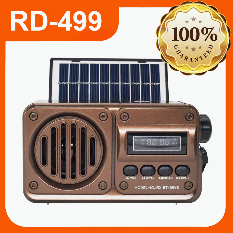 Radio Portabel RD-BT499VS Baru AM / FM Rumah tangga Mini Player Outdoor Broadcast Dengan panel surya Pembicara