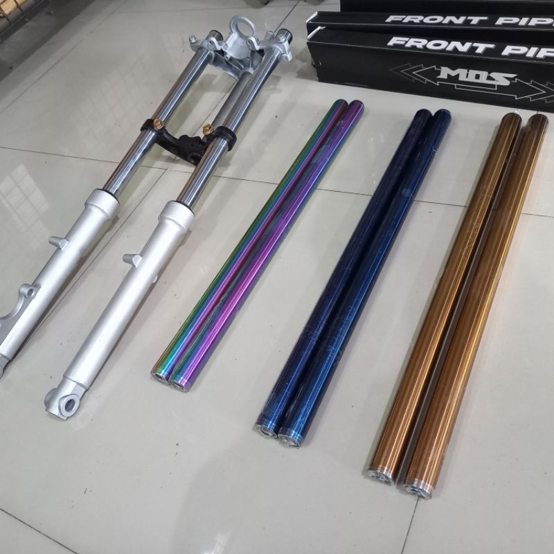 Pipa As Shock Depan RX KING As GOLD BLUE RAINBOW 30mm Linggisan skok depan RXKing MOS