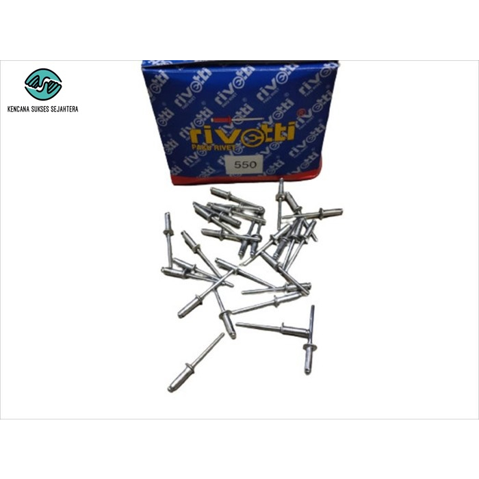 1 Kotak Paku Rivet Rivetti 550 ( 4 x 12.7mm ) / Paku Ripet / Paku Keling Aluminium Silver KSS