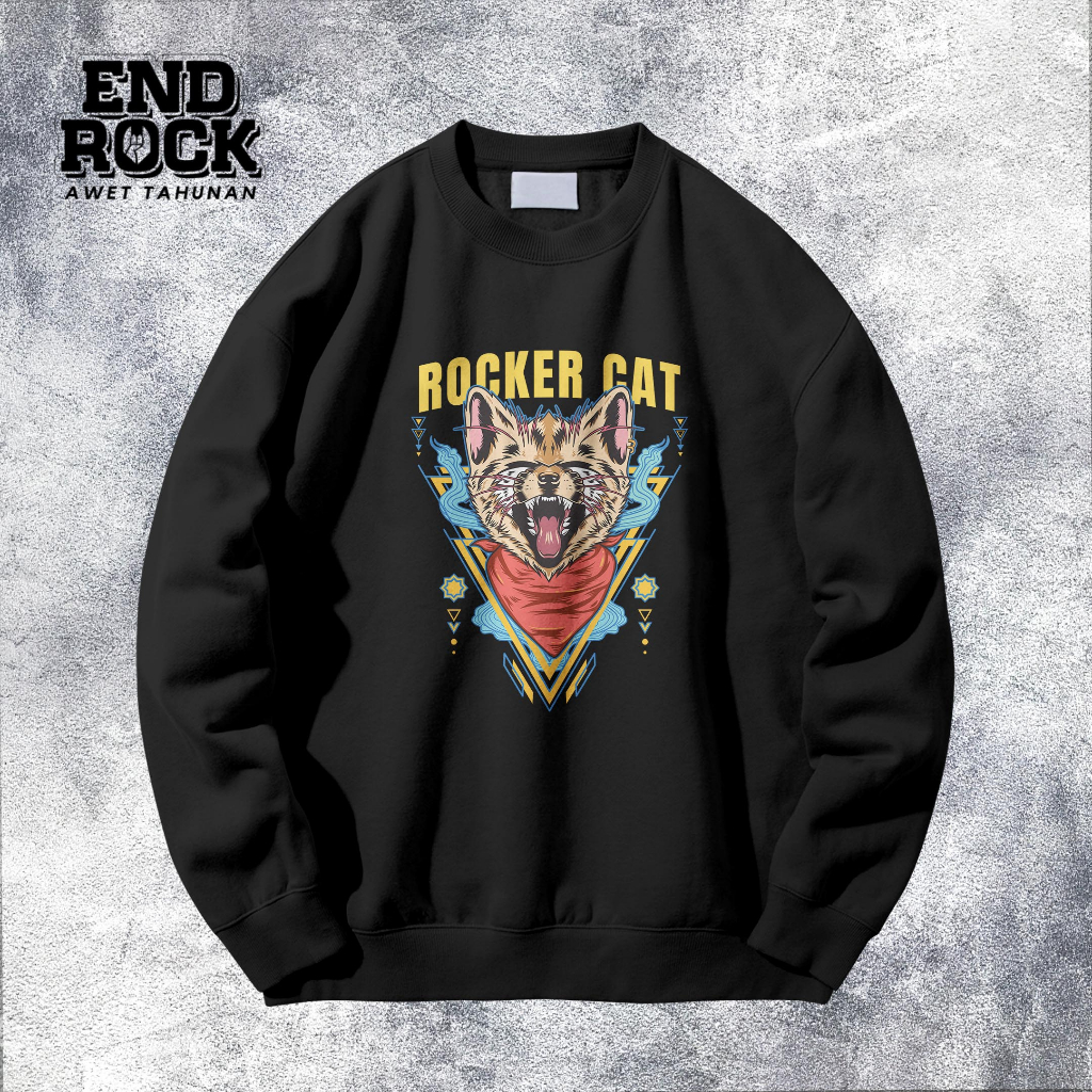 Crewneck Exclusive Original Endrock Tema Rocker Cat DTFS181