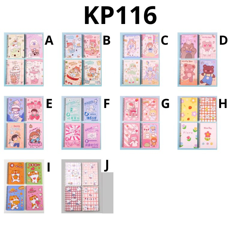 MIKADO - KP116 BUKU TULIS MINI A5 MOTIF KARTUN NOTEBOOKING A5 MINI CARTOON MINI BOOK NOTEPAD KARAKTER BUKU TULIS RING MEMO KECIL MURAH IMPORT