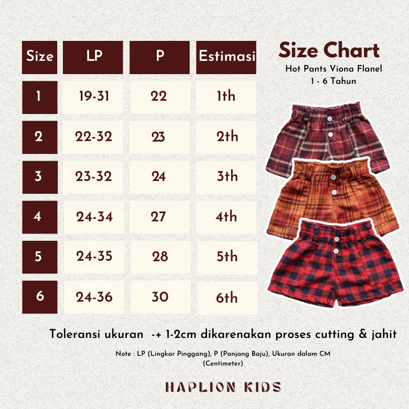 Hot Pants Viona Flanel Anak Perempuan Saku Celana Pendek 1-6 Tahun | Haplion Kidswear