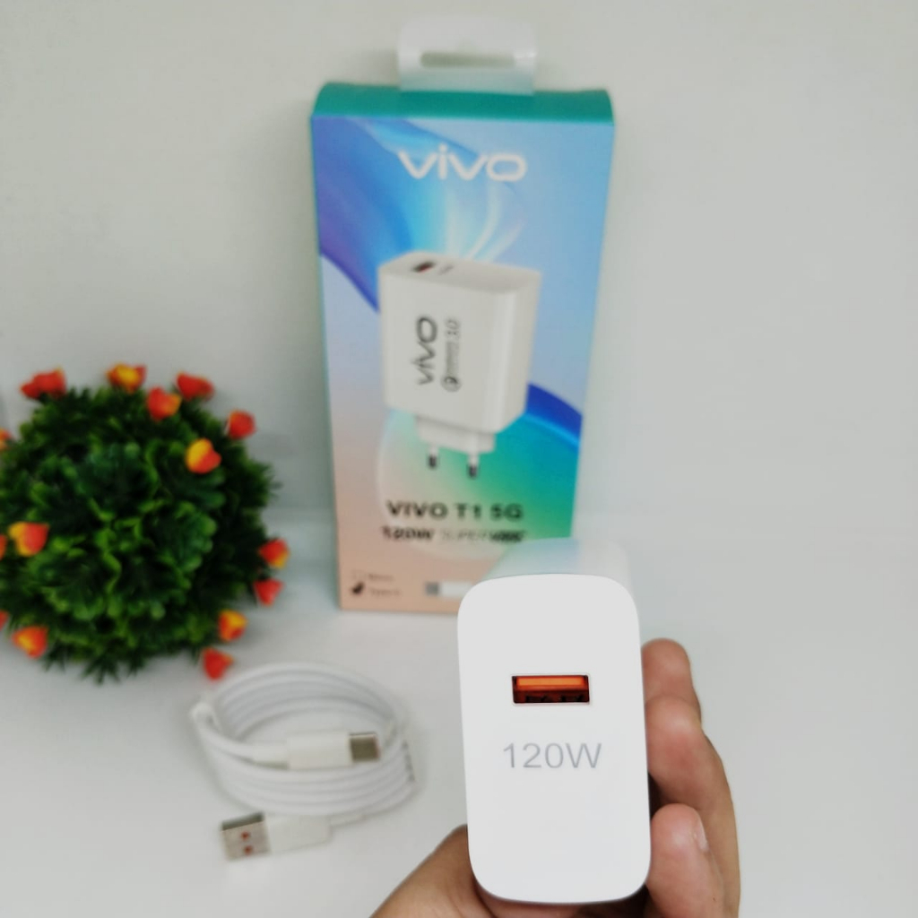 Charger Vivo T1 5G 120W Original Fast Charging Micro USB &amp; Type c/Charger Vivo 120watt Fast Charger Terbaru BY SEN