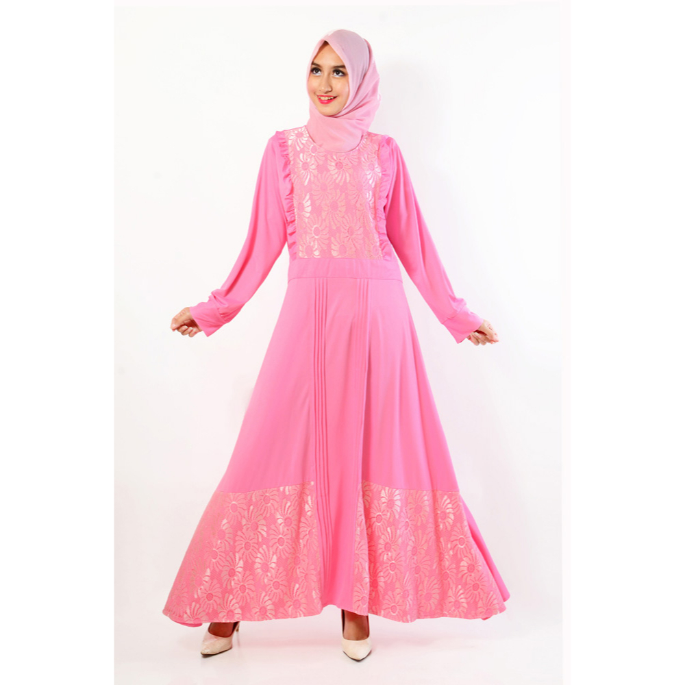 Long dress Gamis maxi Premium Kombinasi Corak bunga Simpel dan Elegan - XSHOP Dayana